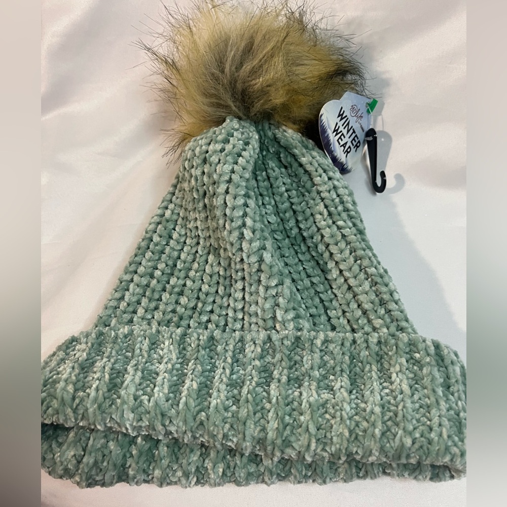NEW 24/7 Life Chenille Beanie in Soft Green